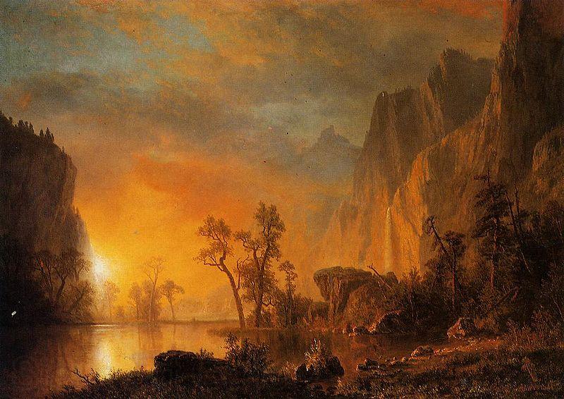 Albert Bierstadt Sunset in the Rockies France oil painting art